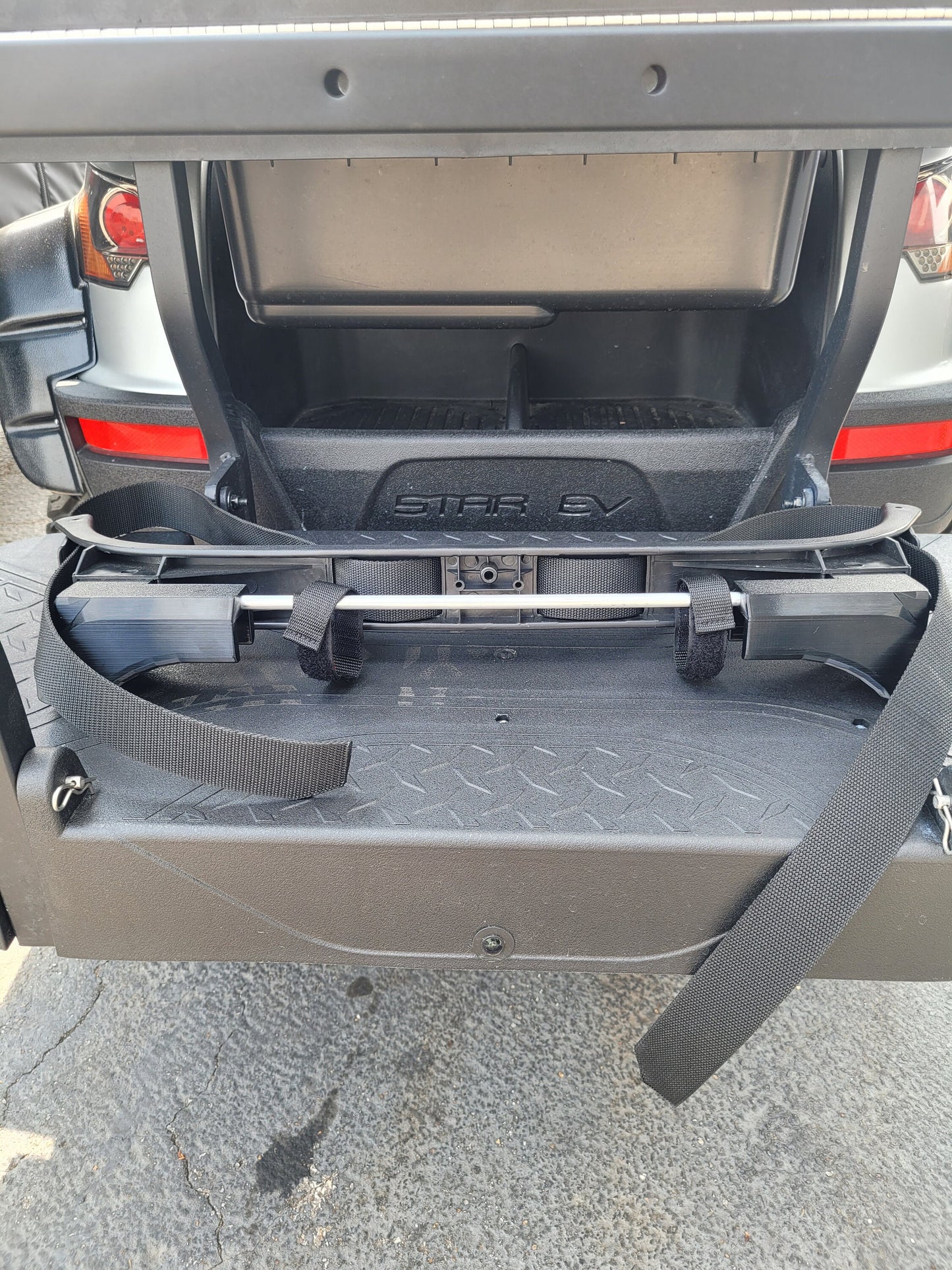 Star Ev Golf Cart Golf Bag Holder Attachment, Easily Removable, No Drilling Required, fits 1.25" tube 24" wide Square Grab Bar Rear Seat