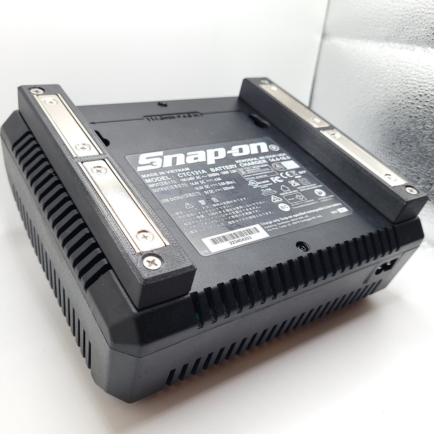 Snap-On Charger Magnetic Mount, For Model CTC131A, Uses Four Neodymium Bar Magnets For Strong Hold On Metal Surface