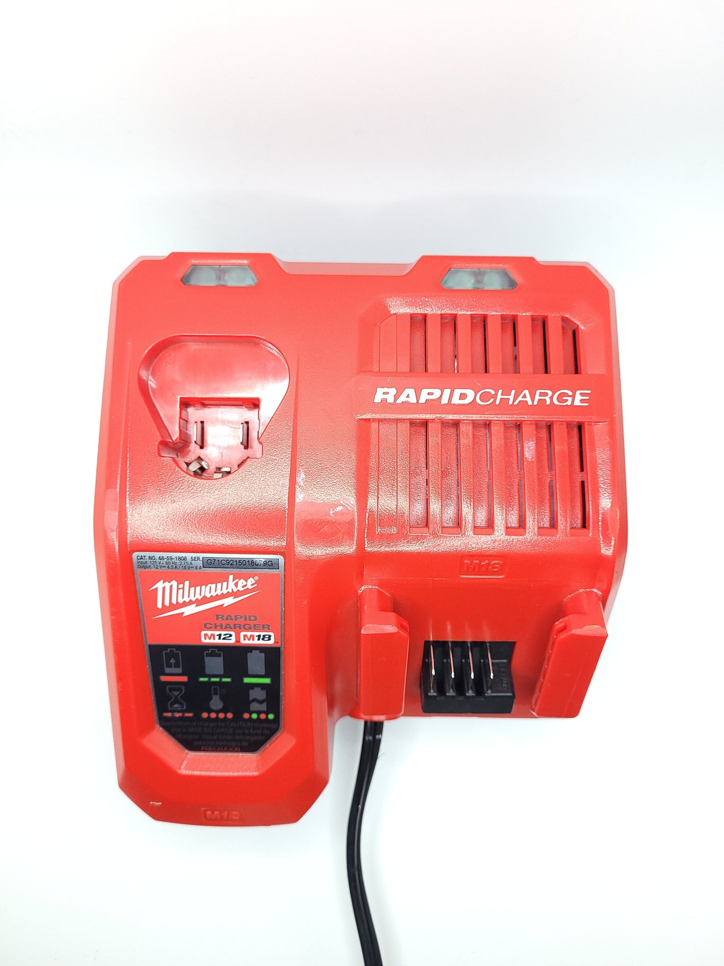 Milwaukee M12 M18 Rapid Charger Mount, Cat. No. 48-59-1808, Uses Two Neodymium Bar Magnets for Strong Hold on Metal Surface