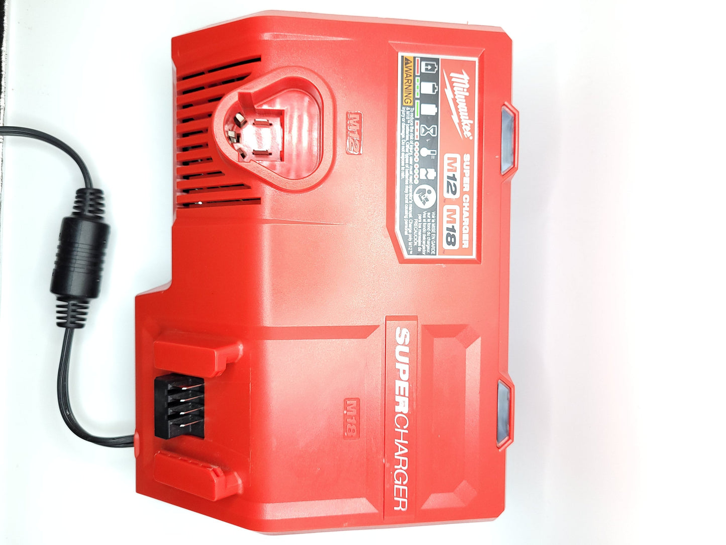 Milwaukee M12 M18 Super Charger Mount, Cat. No. 48-59-1811, Uses Three Neodymium Bar Magnets for Strong Hold on Metal Surface