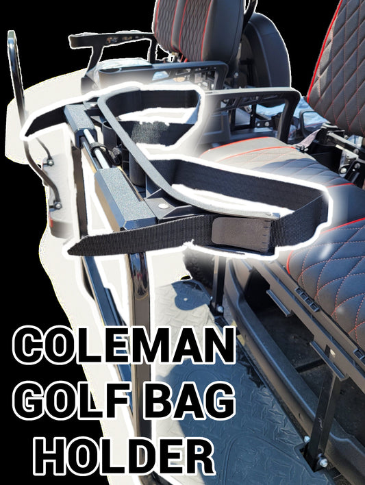 Coleman Kandi Golf Cart Golf Bag Holder Attachment, Easily Removable, No Drilling Required, fits 1" Wide Square Grab Bar Rear Seat