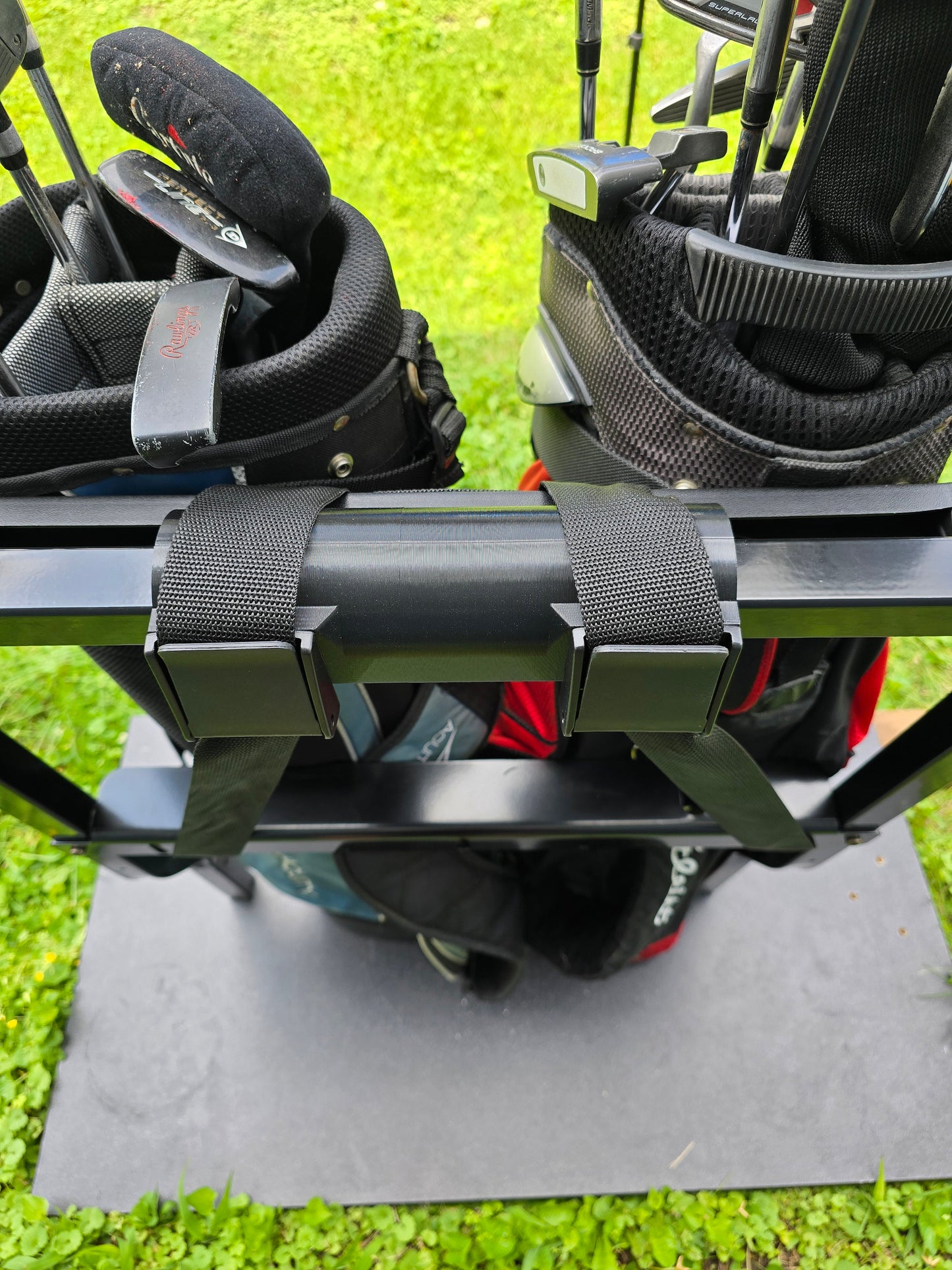 Coleman Kandi Golf Cart Golf Bag Holder Attachment, Easily Removable, No Drilling Required, fits 1" Wide Square Grab Bar Rear Seat