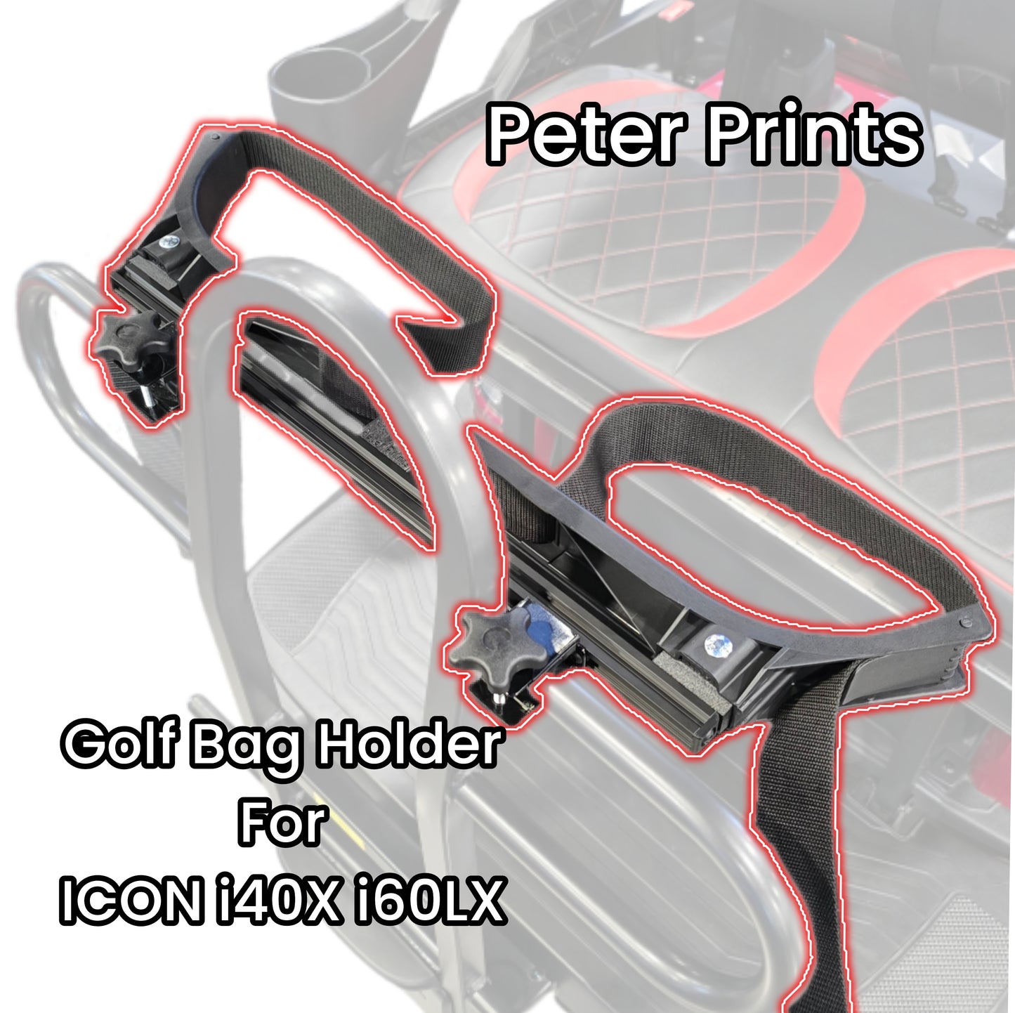 Peter Prints Golf Bag Holder for Icon i40X i60LX Epic E60FX Model Golf Carts