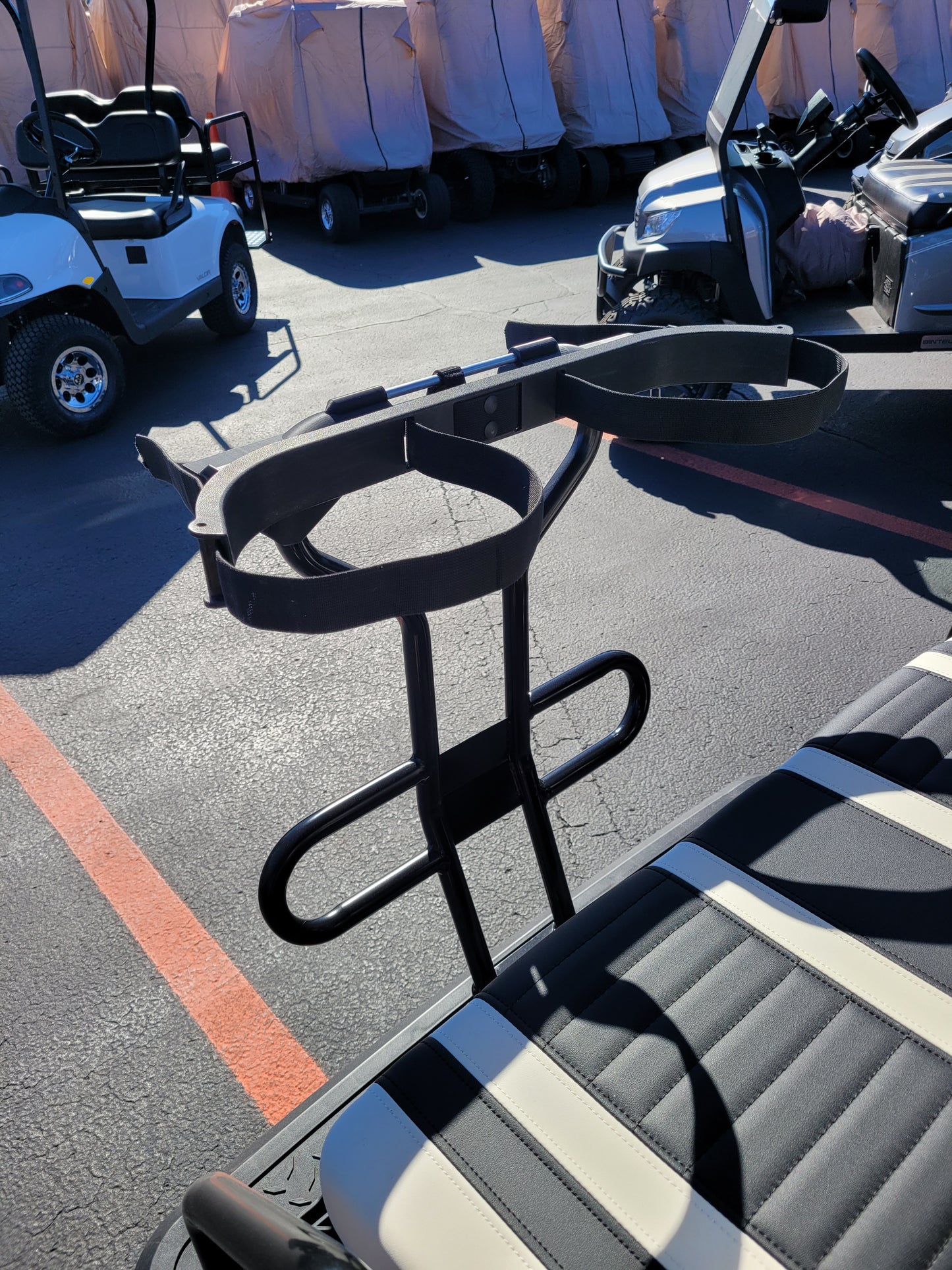 Golf Bag Holder FITS Icon Rear Grab Bar, Easily Removable, No Drilling Required, fits i20 i40 i40L i60 i60L with Grab Bar (compatible with Icon Golf Cart)